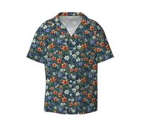 Chemise classique à manches courtes pour homme avec fleurs et feuilles, chemise cubaine pour homme, chemise décontractée Essentials pour homme, noir, Taille S