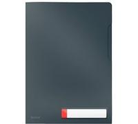 Leitz - Pochette plastique A4, Lot de 3, Capacité 40 Feuilles, Chemise de coin, Porte-Étiquette et Onglet d’Insertion, Protection Documents Sensibles, Gris Cosy, 47080019