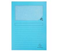 Chemise coin papier avec fenêtre Super Exacompta - Paquet de 100 - Bleu clair