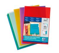 Chemise coin plastique Oxford A4 polypropylène 12/100e transparente couleurs assorties - paquet de 10