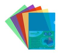 Chemise coin plastique Seco A4 polypropylène 12/100e couleurs assorties - Paquet de 25