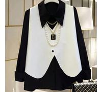 Chemise col chemise femme à blocs de couleurs unicolore, convient pour le trajet, le bureau, la rentrée, l'enseignement, le port intérieur et extérieur, printemps/automne L,M,S,XLÉtoffe