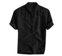 Chemise Col Mao Homme Manches Courtes, Chemise Ete Homme Couleur Unie Décontracté Simple Comfortable Blouse Fraîche Et Respirante Léger Doux De Tous Les Jours Streetwear Poru Sport Extérieurs Haut