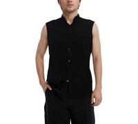 Chemise Col Mao Homme sans Manches, Chemise Homme Ete Décontracté Couleur Unie Coupe Slim Fin Confortable Simple Passe-Partout Débardeur De Tous Les Jours Léger Respirante Sport Blouse