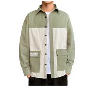Chemise Col V Et Manches Longues pour Homme Chemisette Rétro Décontractée Haut Imprimés Géométrique Coton Ajustée Boutons Été Et Automne Veste légère Infroissable du Métier Tisser T Shirts pour (M)