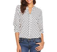 Chemise Col V Manches Longues, Pois Blouse Femme Ete,Haut Femme Ete Fluide Ample Grande Taille Boutonné Tops Décontractés de Mode Sexy Tee-Shirt Respirant Lâche Basiques Casual Confortable Tunique