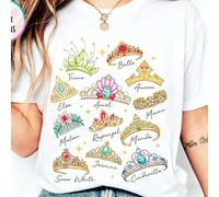 Chemise Confort Disney Princess Crown, Cendrillon Belle avec Ariel douce Blanche Neige, Chemise de voyage pour filles Disney, T-shirt Royaume Magique T-shirt Disney L,M,S,XL,XS,XXLCoton
