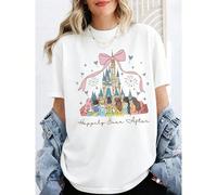 Chemise confortable colorée sous licence officielle Disney "Forever Happy" avec château de princesse, cadeau parfait sur le thème Disney pour les meilleurs amis, T-shirt 100% coton L,M,S,XL,XS,XXLNoël