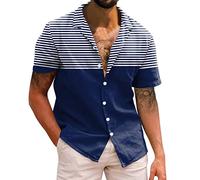Chemise Coton et Lin Homme Henley Chemisette Manches Courtes, Chemise Casual, Chemise à Chic et élégant, Chemise de Plage Col V Chemise été Yoga Tops