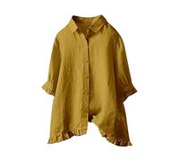 Chemise Coton Femme Chemise Jean Femme en Lin Classique Solid Shirt pour Femmes Haut en Simili Lin Infroissable, Pratique pour, Reste Impeccable sans Repassage, De Temps Chemisier Élégant