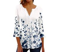 Chemise Coton Femme, T-Shirt Décontracté à Manches Longues pour Femmes Haut Desigual Couleur Unie Blouse Manches Bouffantes Chic Tshirt Femme Blanc