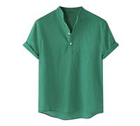 Chemise Coton Homme-Chemisette pour Homme avec Poche-Shirts Slim Fit Léger Anti-Transpiration Chemisette Confortable Grande Taille Décontractées Chemises Coton Et Lin Repassage Facile