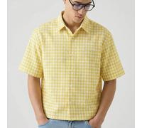 Chemise courte grande taille pour homme, style décontracté d'été et de vacances, avec broderie de lettres et imprimé à carreaux, vacances, cadeaux pour la fête des pères 2XL,3XL,4XL,5XL,6XLCarreauTiss