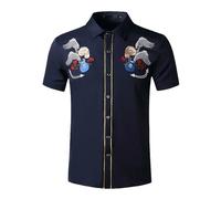 Chemise Cowboy Homme,Chemise Homme Manches Courtes Tee Shirt BoutonnéE BrodéE Motif Floral Coupe AjustéE Occidentale Deguisement Grande Taille DéContractéEs pour FêTe De Mariage