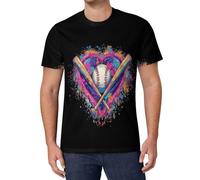 Chemise Cœur De Baseball À L'Encre Éclaboussée Pour Homme Art Urbain T-Shirt Grande Taille Hauts Patriotiques Pour Hommes T-Shirts Sportif Respirant Léger À Col Rond À Manches Courtes Cadeau Homme
