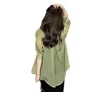 Chemise d’été en Mousseline de Soie Solaire, Cardigan Transparent pour Femmes, Chemisier en Mousseline de Soie pour Femmes (L,Green)