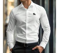 Chemise d'affaires à manches longues décontractée avec imprimé équitation pour homme, cadeau pour petit ami, cérémonie d'automne L,M,S,XL,XXLAnimalÉtoffe