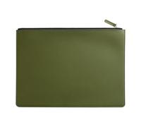 Chemise d'affaires en cuir A4 avec fermeture éclair, organiseur de documents, porte-documents, sac for le rangement des contrats et factures Pour le bureau et les voyages d'affaires(Dark Green)