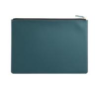 Chemise d'affaires en cuir A4 avec fermeture éclair, organiseur de documents, porte-documents, sac for le rangement des contrats et factures Pour le bureau et les voyages d'affaires(Dark Blue)