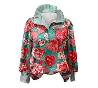 Chemise d'amour de la Saint-Valentin 2026 : chemise d'amour à volants col montant chemisier sans manches noir femmes, vert, XL