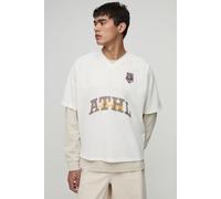 Chemise de baseball oversize à col V homme - ecru - M, ecru