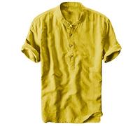 Chemise de bateau fine et respirante à suspendre Fils pour hommes en coton col d'été pour homme, jaune, L