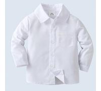 Chemise De Bébé Garçon Blanche À Manches Longues Avec Un Col Boutonné Avant, Gentleman, Polyvalent, Confortable À Porter Au Quotidien, À L'école, Pour Les Activités Et À Assortir Pour Les Festivals 6-