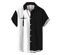 Chemise de bowling à manches courtes imprimée à manches courtes pour homme, coupe classique, chemise de bowling rafraîchissante, séchage rapide, haut d'été avec imprimé croisé, léger et respirant, Q