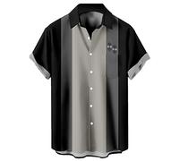 Chemise de bowling pour homme, style hawaïen des années 1950, vintage, boutonnée, à manches courtes, pour l'été, les vacances, la plage, Fléchettes Gry Diamond, Taille M