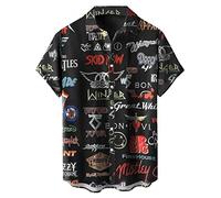 Chemise de bowling rétro années 1950 pour homme, style rockabilly, manches courtes, boutonnée, style hawaïen, Style rock, M