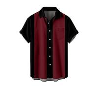 Chemise de bowling vintage à manches courtes boutonnée pour homme Style vintage années 50 Rockabilly Camp Chemises de bowling d'été décontractées (TYPE - 4, S)