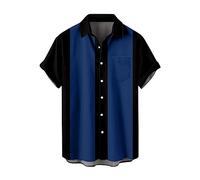 Chemise de bowling vintage à manches courtes boutonnée pour homme Style vintage années 50 Rockabilly Camp Chemises de bowling d'été décontractées (TYPE - 2, 4XL)