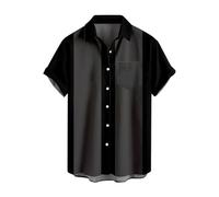 Chemise de bowling vintage à manches courtes boutonnée pour homme Style vintage années 50 Rockabilly Camp Chemises de bowling d'été décontractées (TYPE - 1, L)