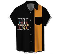 Chemise de bowling vintage pour homme années 1950 - Style rétro Rockabilly - Manches courtes - Chemise hawaïenne boutonnée, Taille XL