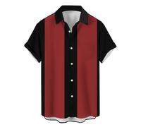 Chemise de bowling vintage pour homme, style rétro années 1950, style rockabilly, manches courtes, boutonné, musique, chemises hawaïennes, M