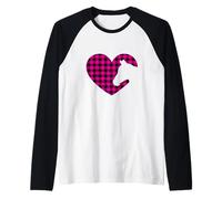Chemise de Cheval pour Femme Love Horses Buffalo Pink Plaid cœur Manche Raglan
