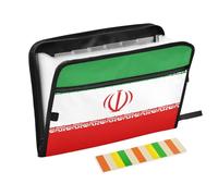 Chemise de classement drapeau de l'Iran vert rouge avec poches 13 poches format A4 avec fermeture éclair pour la maison, le bureau, les voyages