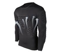 Chemise de compression rembourrée noire - équipement inférieur de football à manches longues, coussinets d'absorption des chocs | Breffeurs de protection des sports de protection des garçons adultes p