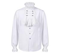 Chemise de cosplay victorienne - Chemisier pirate gothique | Chemise à volants Renaissance médiévale pour homme, tunique vintage de vampire Steampunk FR Halloween Party Théâtre baroque, XXXL, Consulte