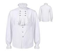 Chemise de cosplay victorienne - Chemisier pirate gothique | Chemise à volants Renaissance médiévale pour homme, tunique vintage de vampire Steampunk FR Halloween Party Théâtre baroque, M, Consulte la