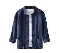 Chemise de costume à manches longues pour homme - Design traditionnel d'uniforme de Kung Fu, équipé de boutons de grenouille chinois, style veste légère, idéale pour l'été