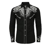 Chemise de cowboy occidentale brodée à manches longues boutonnée de qualité supérieure pour femmes, taille S à 3XL, gris, XL