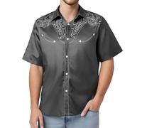 Chemise de cowboy pour homme - Style rockabilly des années 50 - Chemise de bowling hawaïenne - Bloc de couleurs - Chemise à manches courtes - Décontractée - Vintage - Grandes tailles - Chemise d'été