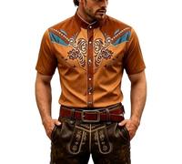 Chemise de cowboy western pour homme - Impression 3D - Manches courtes | Chemise à manches courtes médiévale, chemise médiévale, chemise western, aspect ethnique, mode traditionnelle élégante