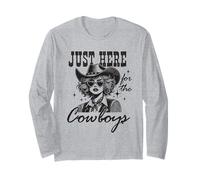 Chemise de cowgirl rétro Just Here for the Cowboys Western Rodeo Manche Longue