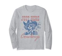 Chemise de cowgirl rétro Just Here for the Cowboys Western Rodeo Manche Longue