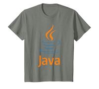 Chemise de développeur Web Java Code Développeur Frontal T-Shirt, Enfant, Vert Kaki chiné, 8 Ans