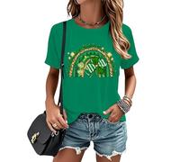Chemise de la Saint-Patrick pour femme - Chemise porte-bonheur, motif trèfle léopard, décontracté, col rond, vacances, voyage, Vert, 3XL