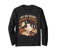 Chemise de Lecture Chat Lunettes Halloween Histoires effrayantes Manche Longue