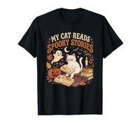 Chemise de Lecture Chat Lunettes Halloween Histoires effrayantes T-Shirt